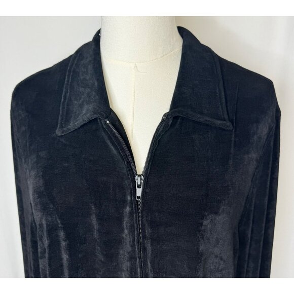 Softwear By Mark Singer Black Full-Zip Jacket Cardigan L Large Flowy Travelers - Picture 2 of 7